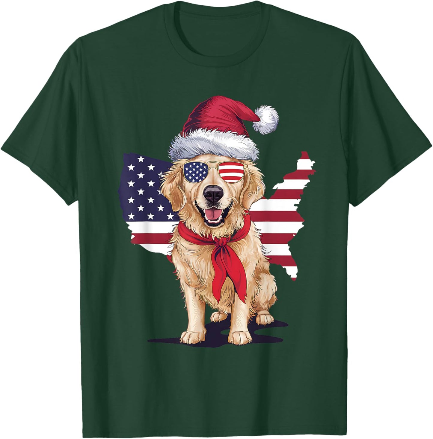 Golden Retriever American Flag 4th Of July Patriotic USA T-Shirt - T-Shirt | Forest
