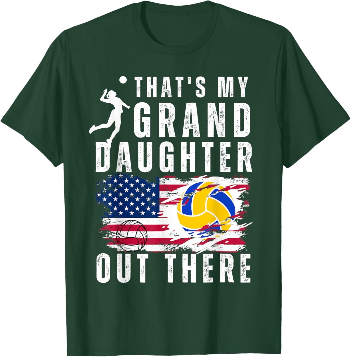 That's My Granddaughter Out There Volleyball Grandma Grandpa T-Shirt - T-Shirt | Forest