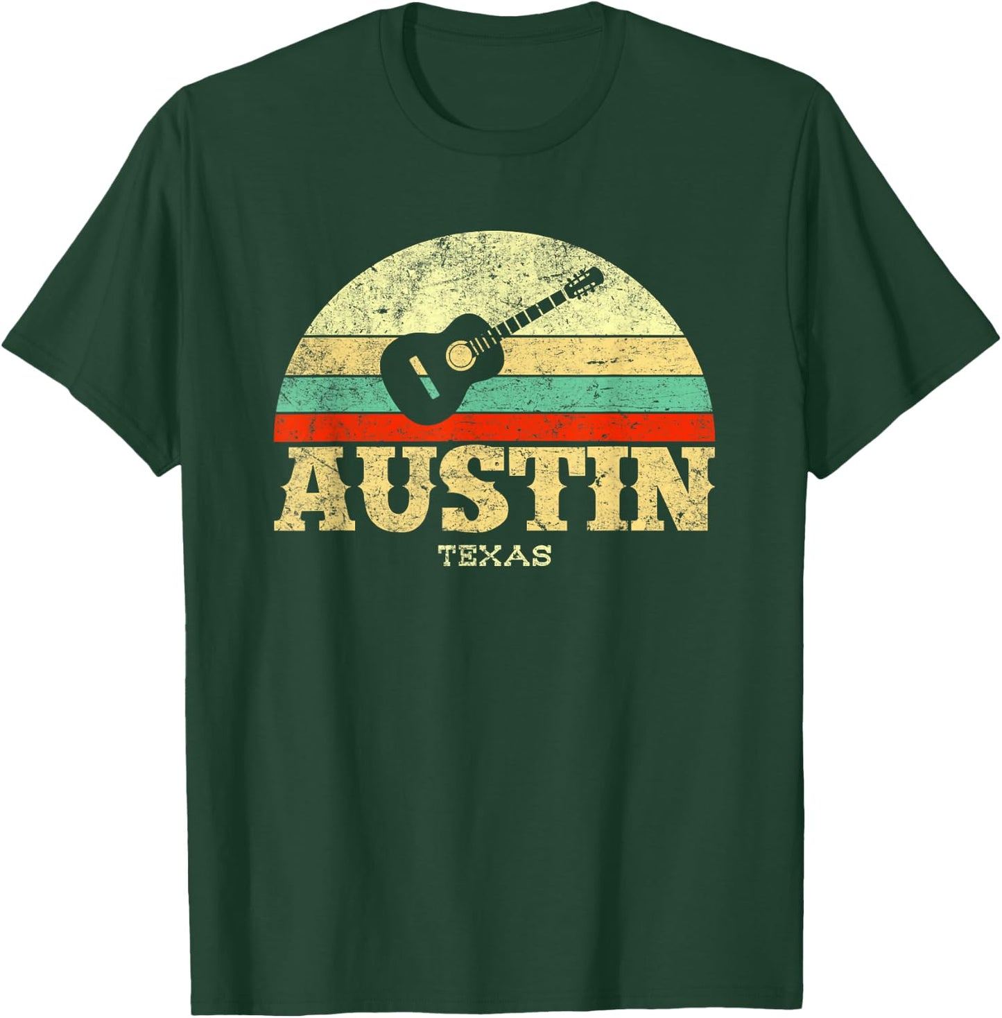 Retro Austin Texas Guitar Shirt Vintage Lone Star State T-Shirt - T-Shirt | Forest