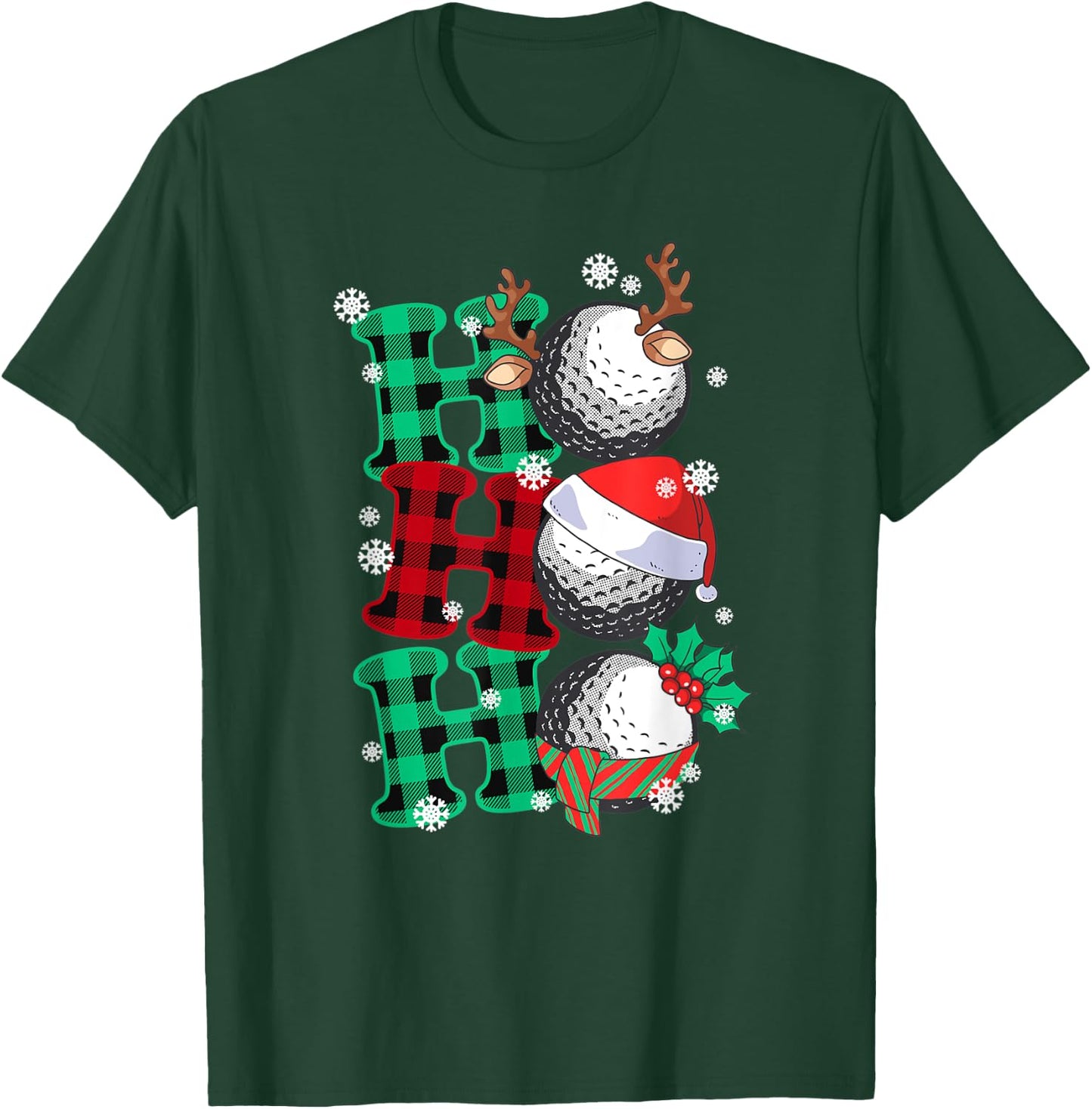 Christmas Ho-Ho-Ho Santa Reindeer Golf Pajama for Golfer T-Shirt - T-Shirt | Forest
