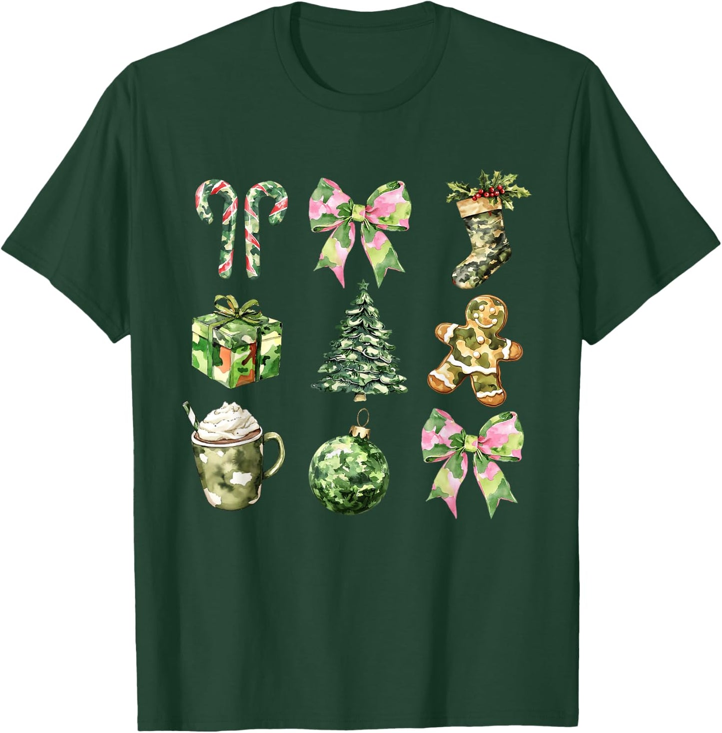 Camo Print Christmas Trees With Camouflage Print Xmas T-Shirt - T-Shirt | Forest
