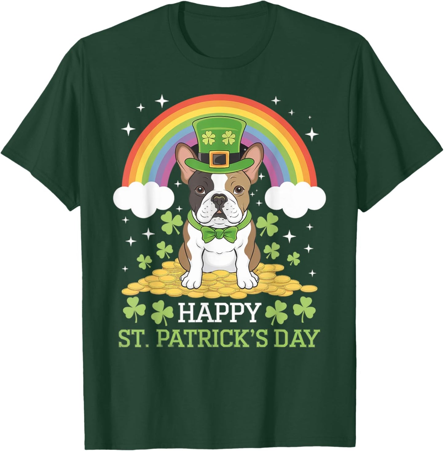 St. Patrick's Frenchie on French Bulldog Dog St Patricks Day T-Shirt - T-Shirt | Forest