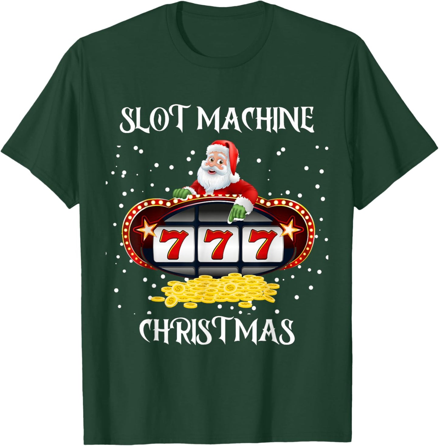 Slot Machine Queen Poker Night Christmas Casino Santa Claus T-Shirt - T-Shirt | Forest