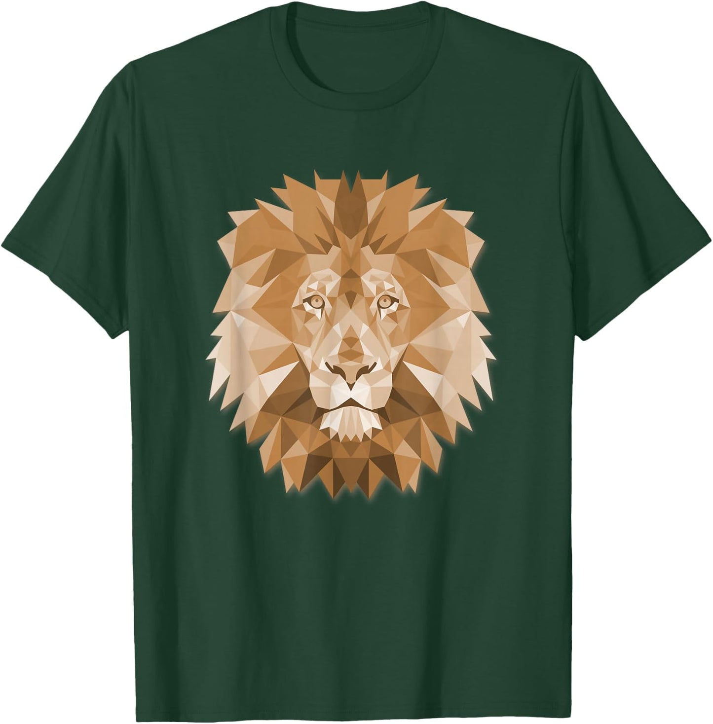 Big Lion Face Graphic Animal Polygon T-Shirt - T-Shirt | Forest