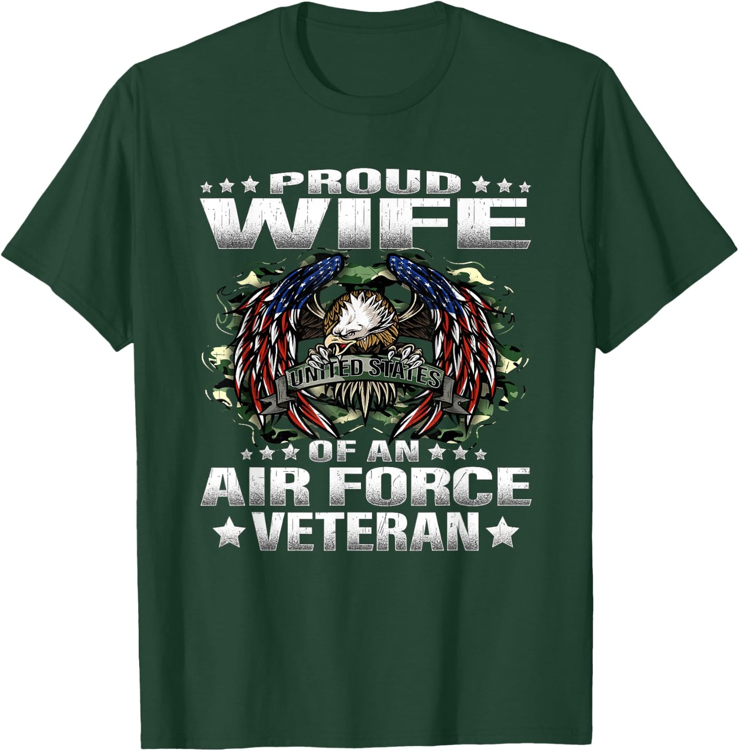 Proud Wife Of An Air Force Veteran Military Vet Spouse Gifts T-Shirt - T-Shirt | Forest