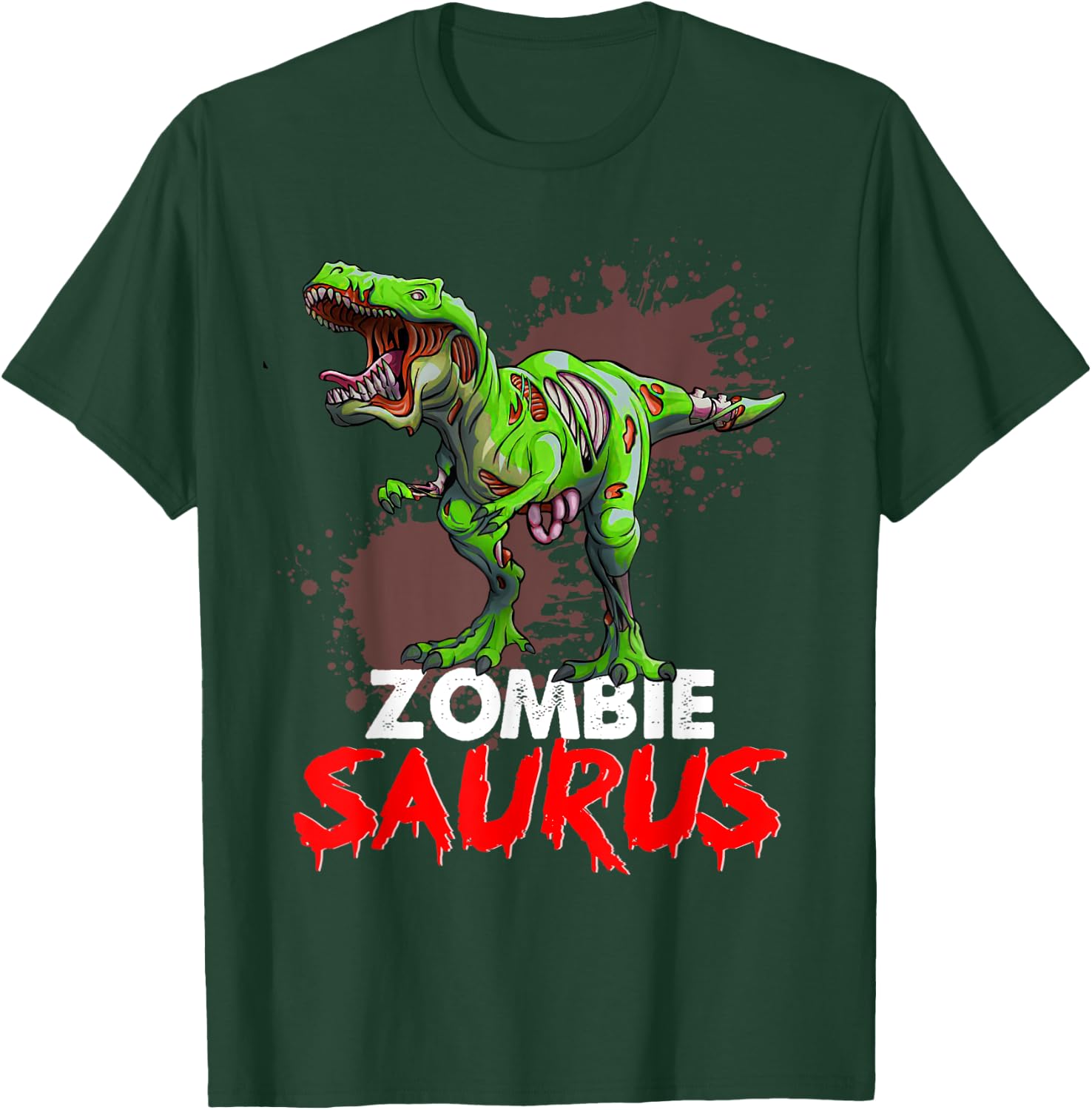 Zombie Saurus Skeleton Dinosaur T Rex Zombie Halloween Boys T-Shirt - T-Shirt | Forest