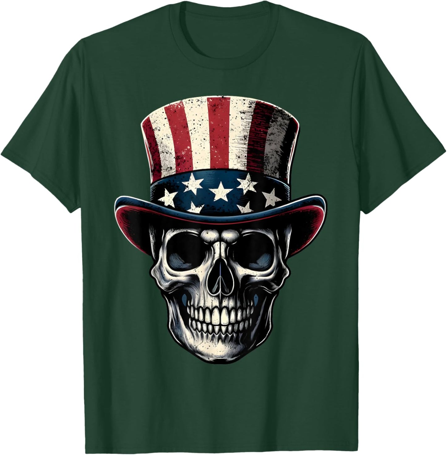4th Of July Shirt American Flag Skull Skeleton Men T-Shirt - T-Shirt | Forest