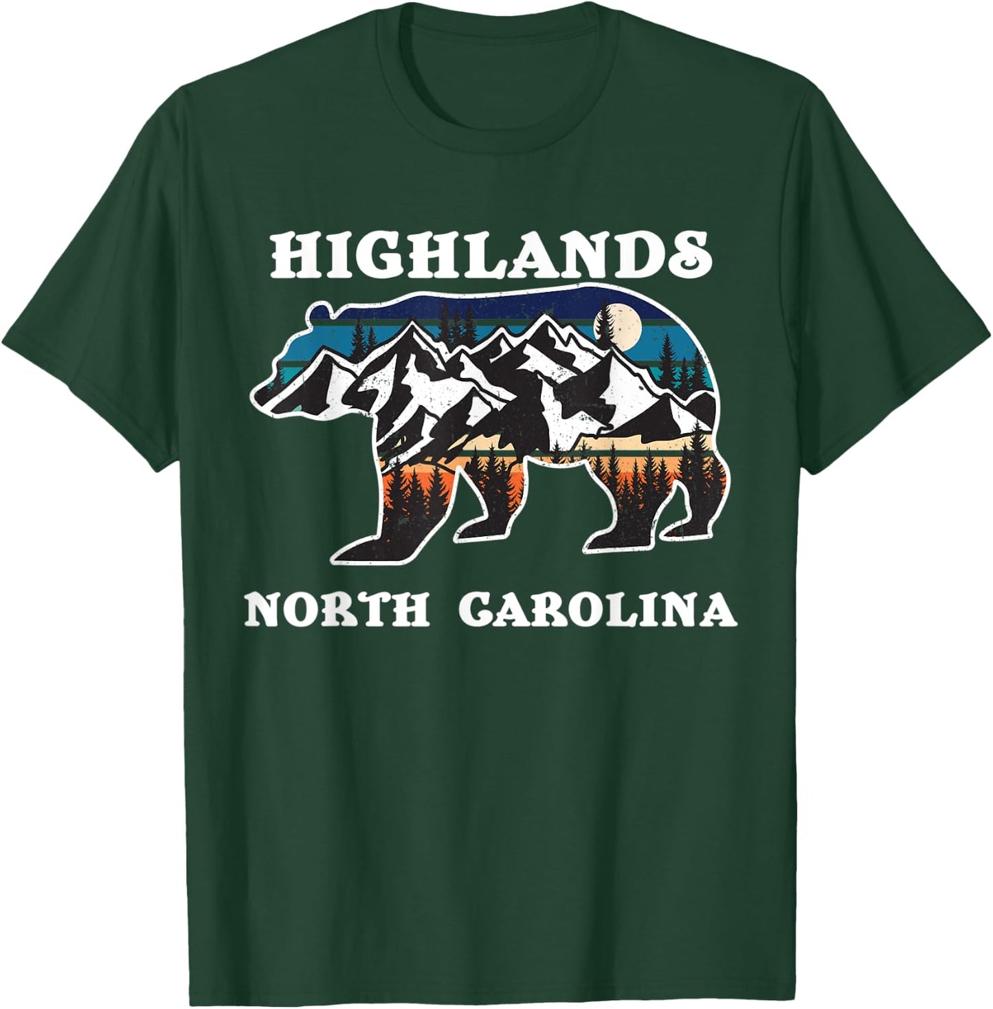 Highlands North Carolina NC State Vintage Retro Bear Graphic T-Shirt - T-Shirt | Forest