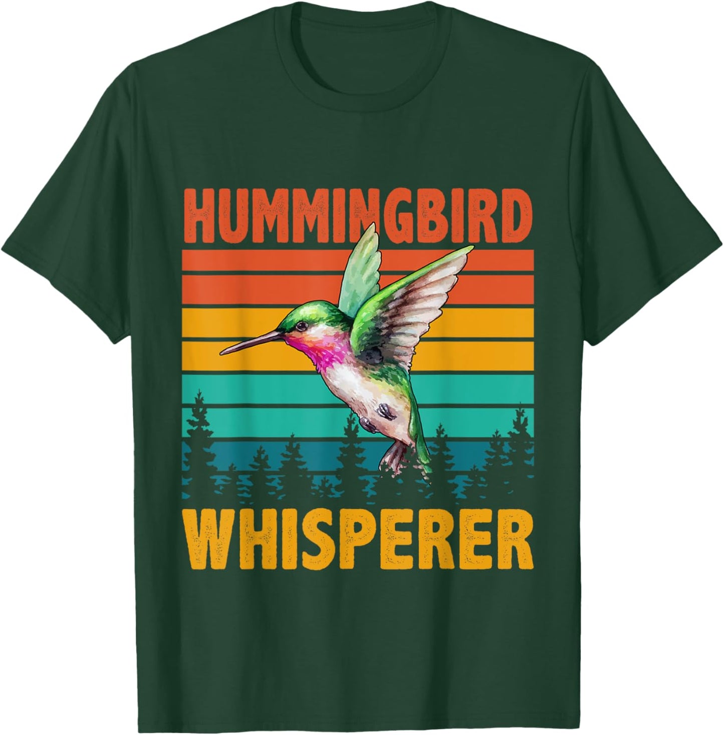 Vintage Retro Hummingbird Whisperer Funny Bird Sunglasses T-Shirt - T-Shirt | Forest