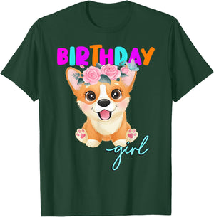 Corgi Birthday Girl Corgi Dog Lovers T-Shirt - T-Shirt | Forest