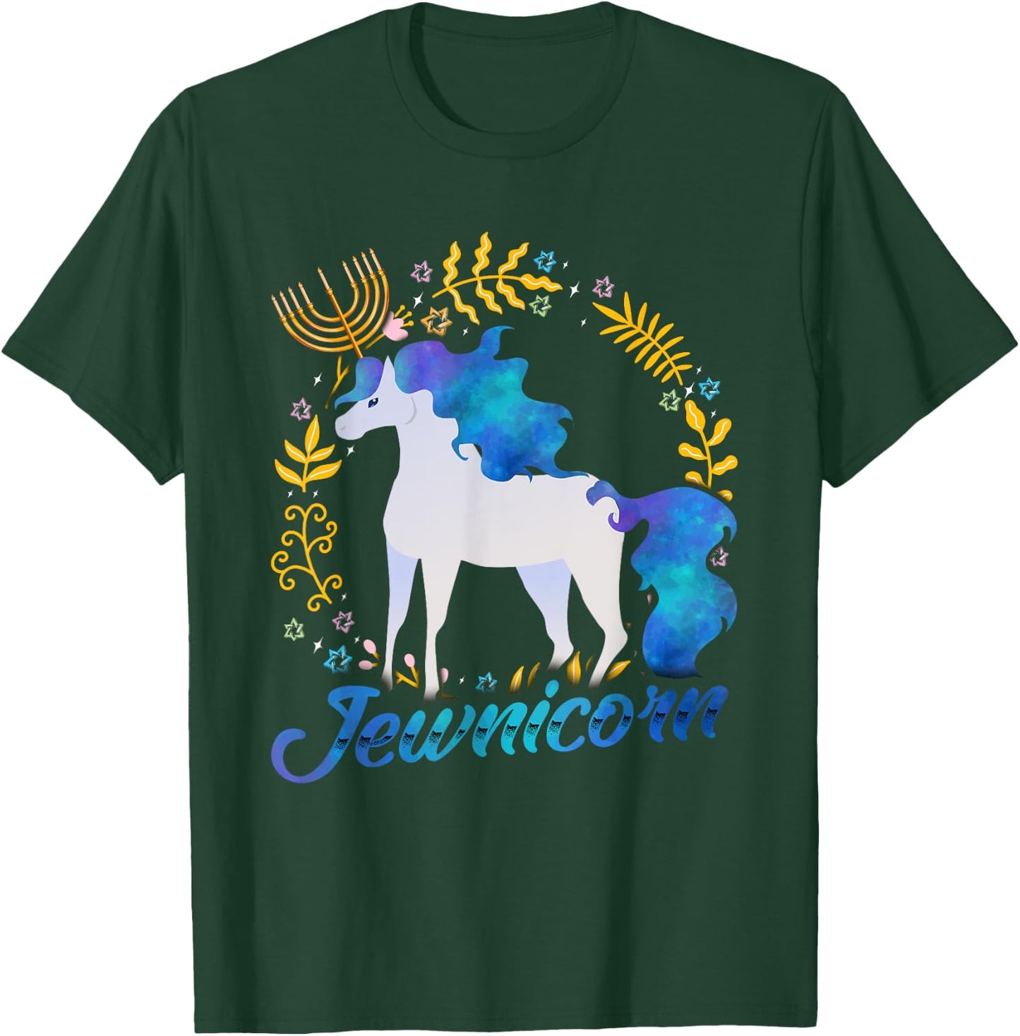 Jewnicorn Funny Jewish Unicorn Chanukah Hanukkah Jew Gift T-Shirt - T-Shirt | Forest