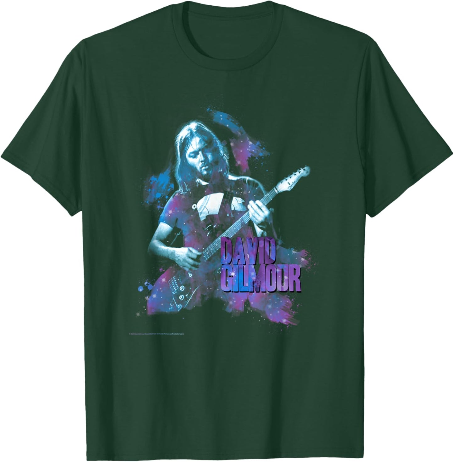 Official David Gilmour Portrait with Guitar Colorful T-Shirt - T-Shirt | Forest