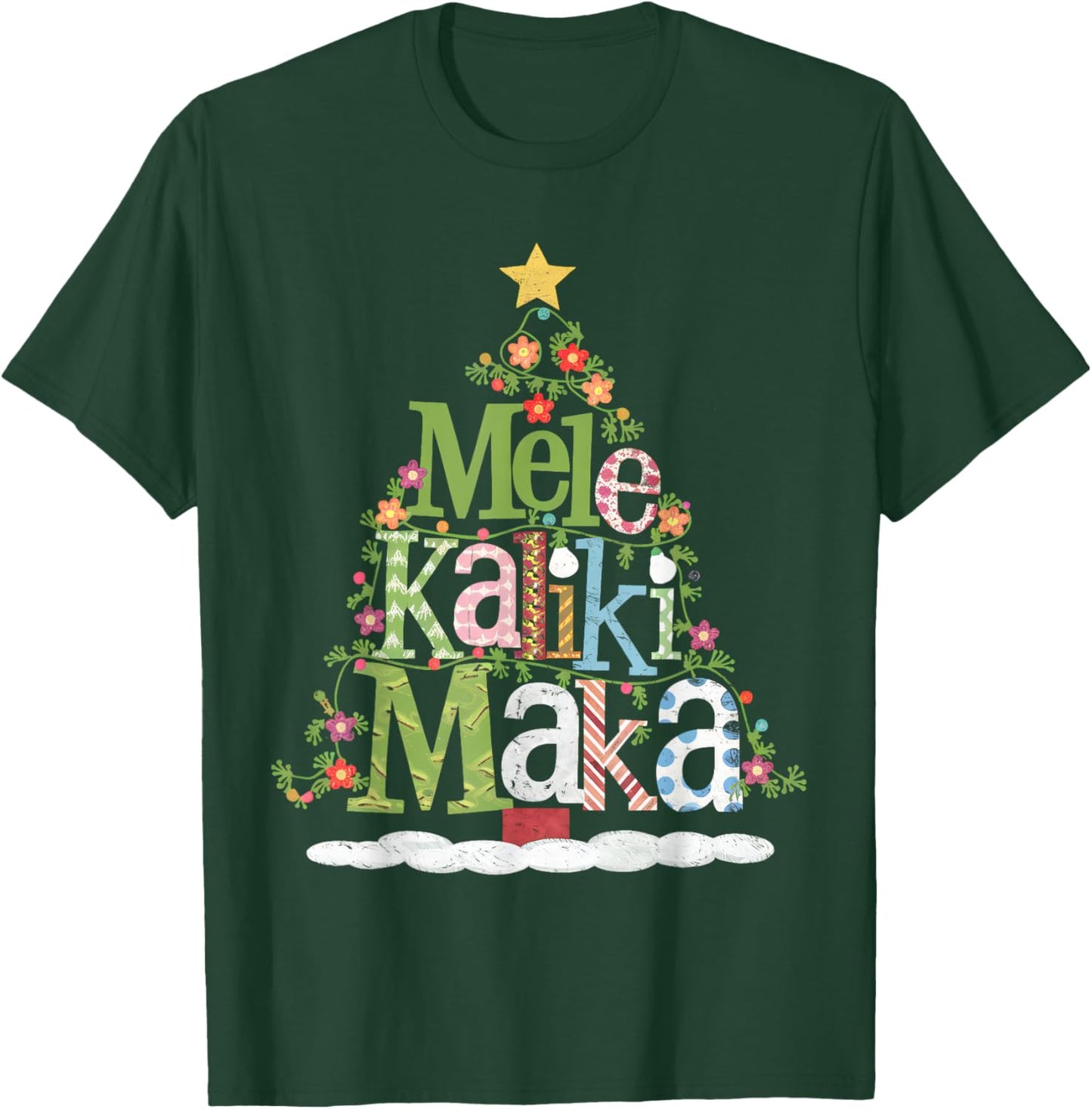 Mele Kalikimaka Tropical Christmas Hawaiian Santa Xmas Tree T-Shirt - T-Shirt | Forest