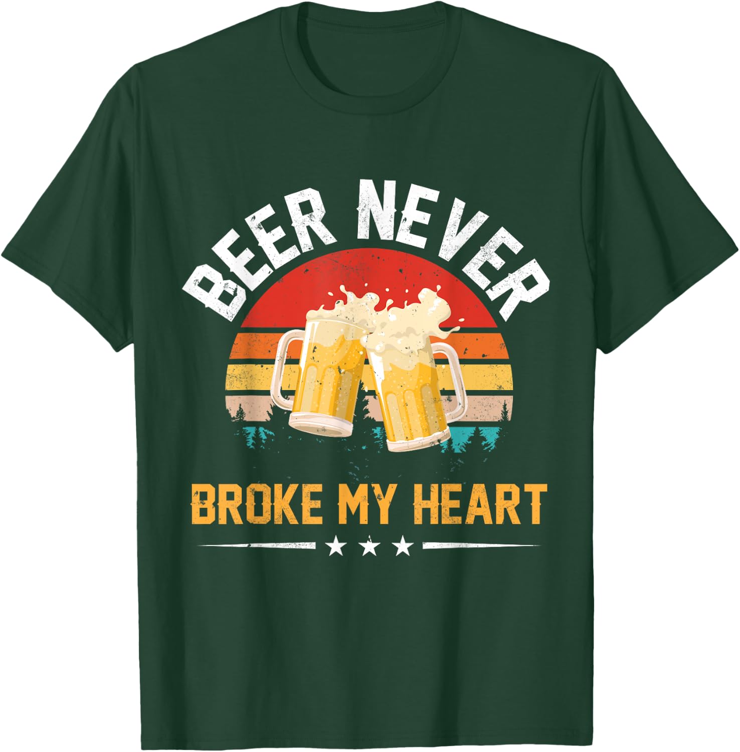Vintage Beer Never Broke My Heart Funny Drinking Party Gift T-Shirt - T-Shirt | Forest