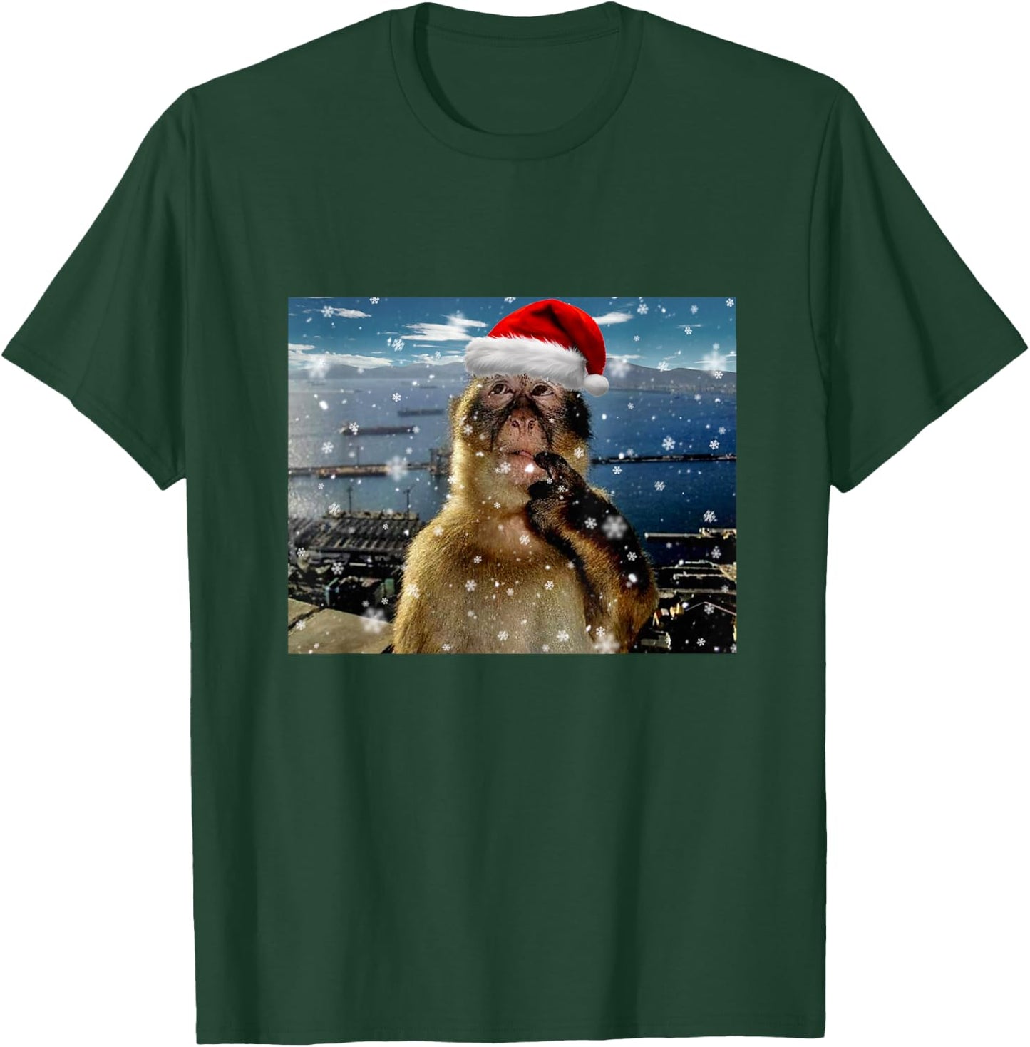 Christmas Thinking Monkey Meme Brainrot Xmas Gift T-Shirt - T-Shirt | Forest
