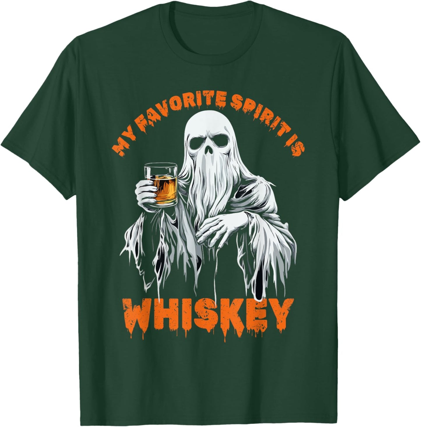 My Favorite Spirit Is Whiskey Halloween Ghost Costume T-Shirt - T-Shirt | Forest