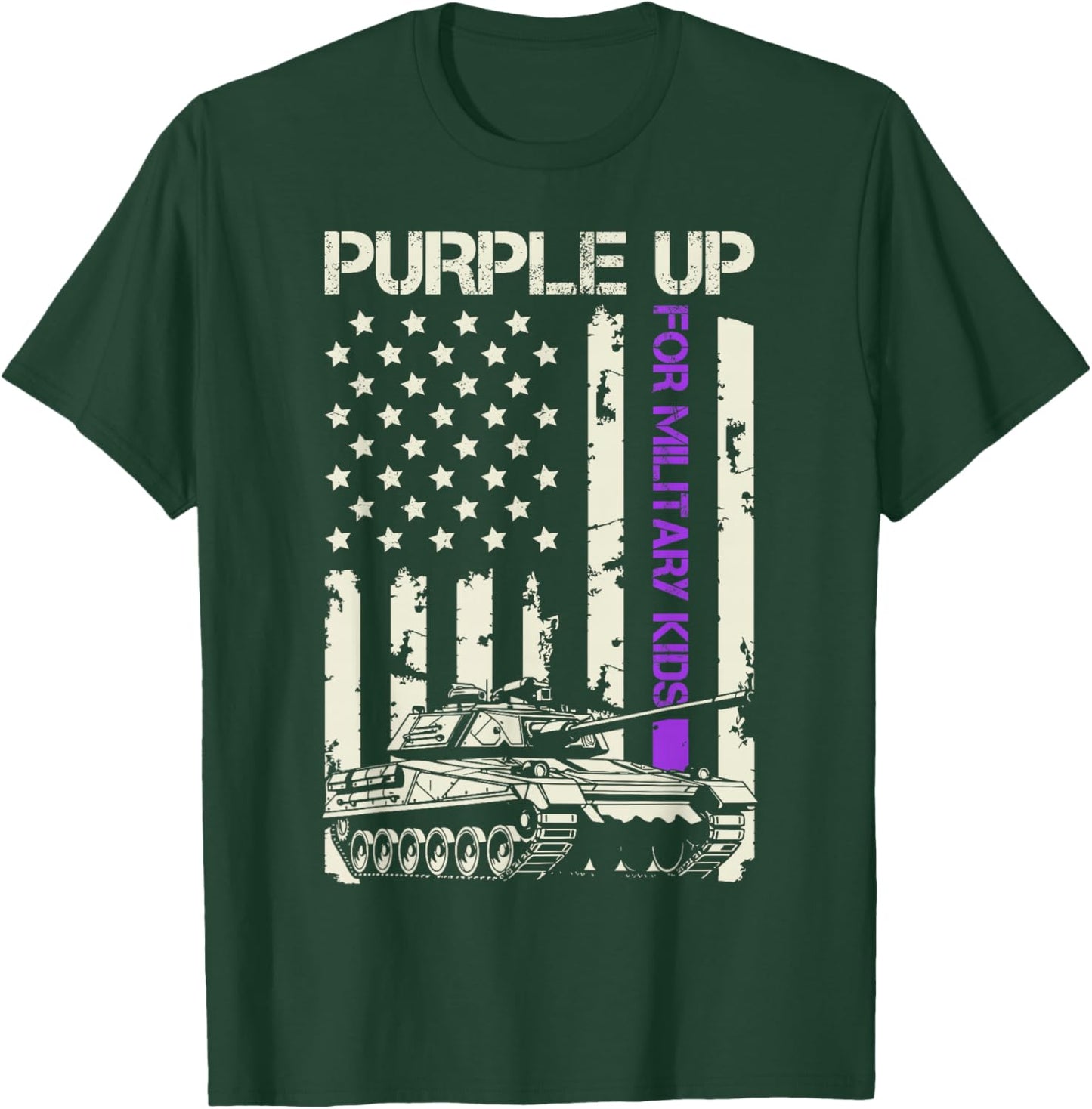 Purple Up For Military Kids USA Flag Military Child Month T-Shirt - T-Shirt | Forest