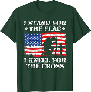 I Stand For The Flag I Kneel For The Cross Veterans Day T-Shirt - T-Shirt | Forest