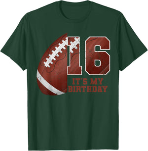 Birthday Boy 16 Football Its My 16th Birthday Boys Girls T-Shirt - T-Shirt | Forest