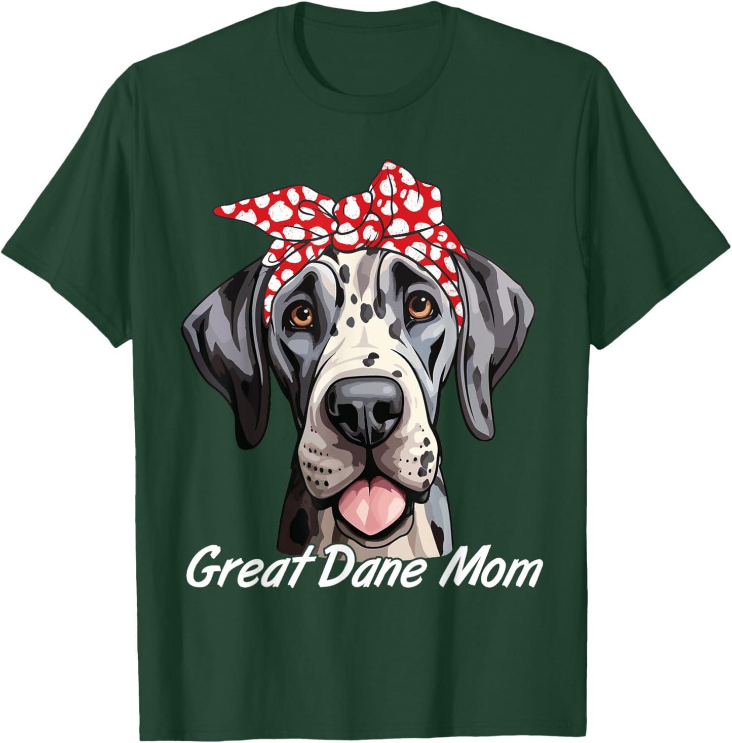 Great Dane Dog Mama Messy Bun Hair Glasses Great Dane Mom Women T-Shirt - T-Shirt | Forest