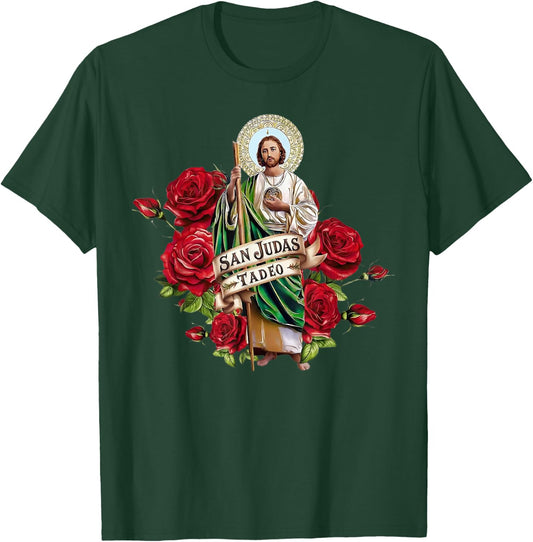 San Judas Tadeo Rose T-Shirt - T-Shirt | Forest