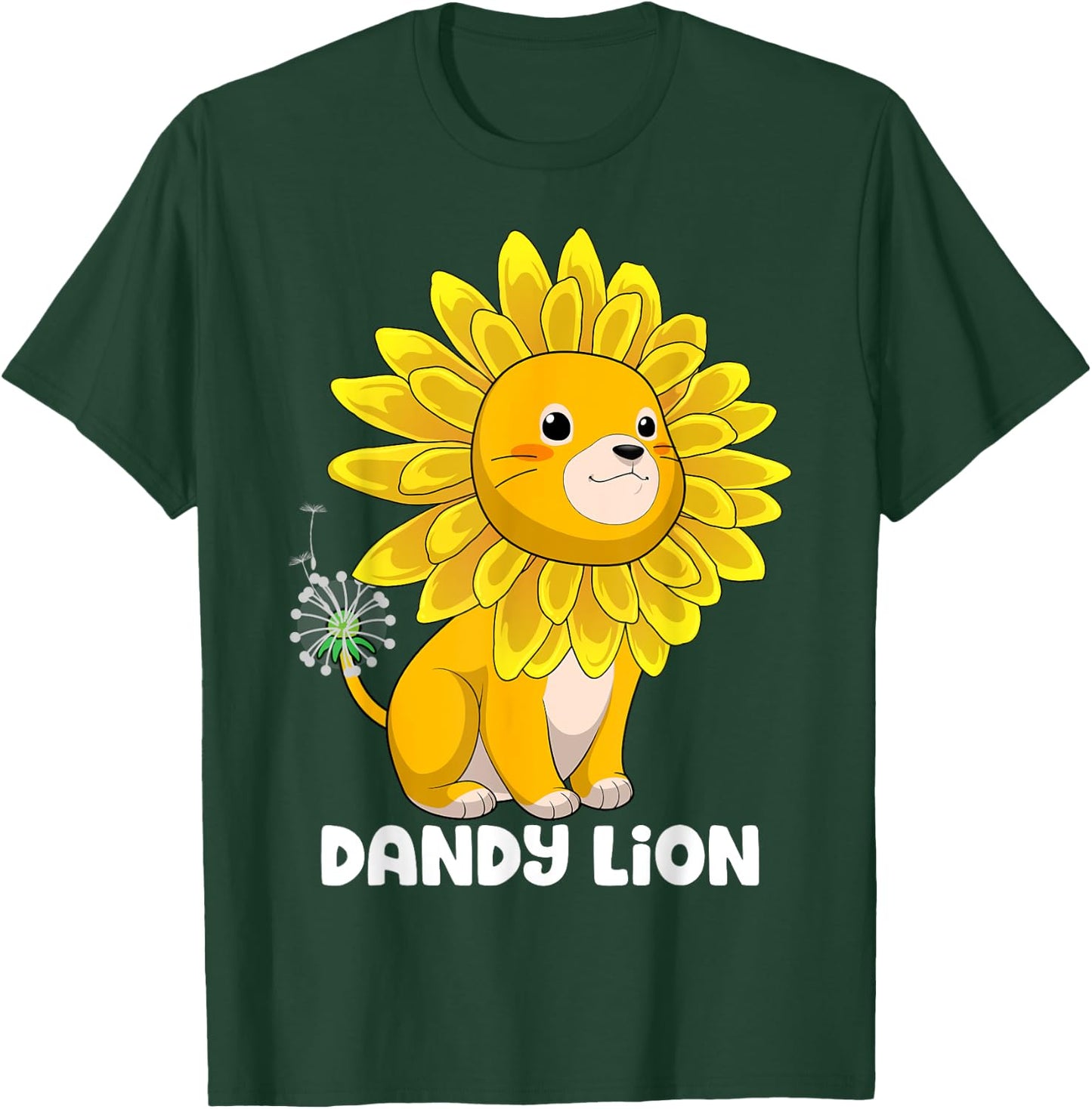 Dandy Lion Dandelion Lion Funny Flower Animal Pun T-Shirt - T-Shirt | Forest