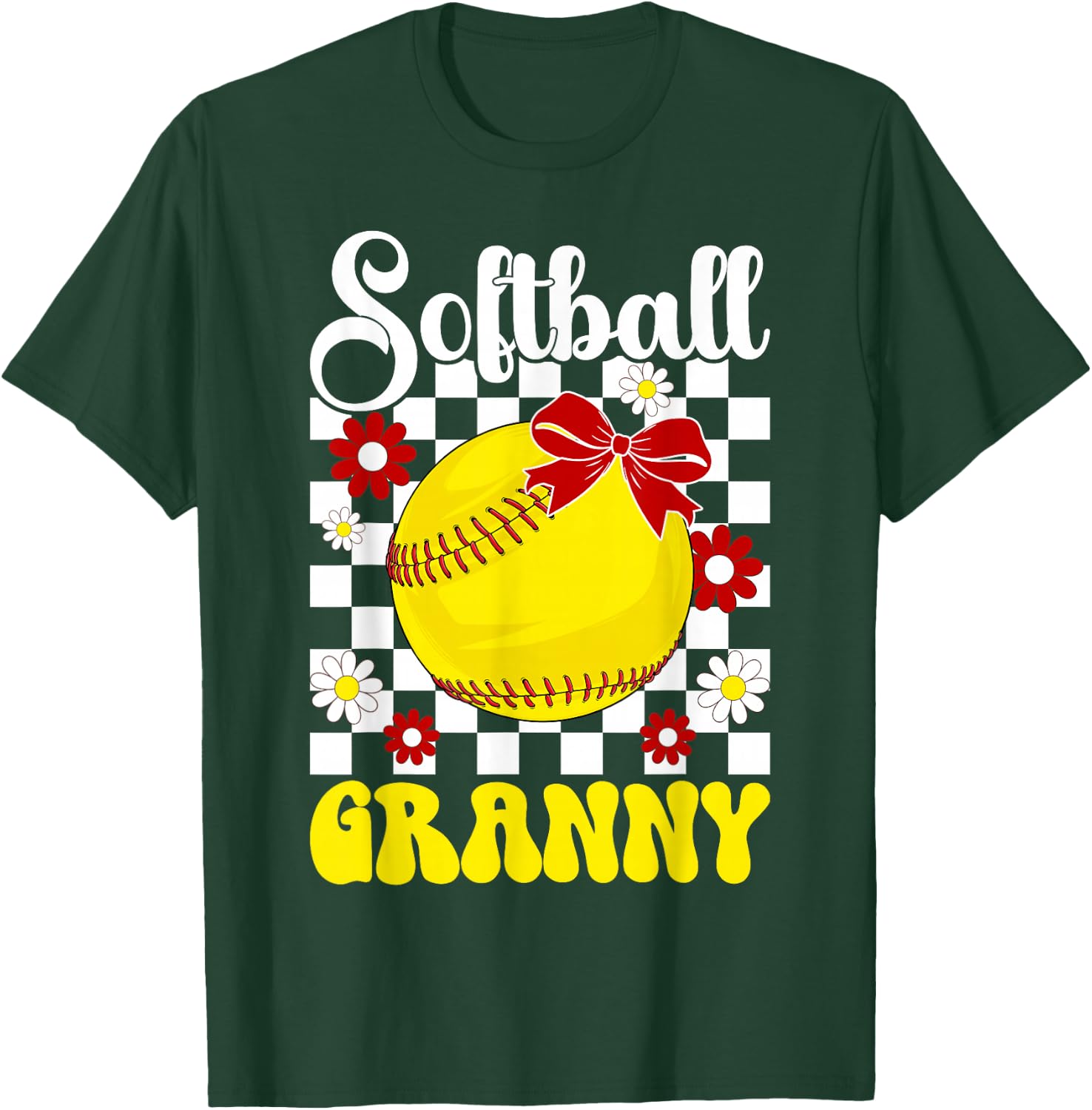 Softball Granny Groovy Granny Of A Softball Player Granny T-Shirt - T-Shirt | Forest