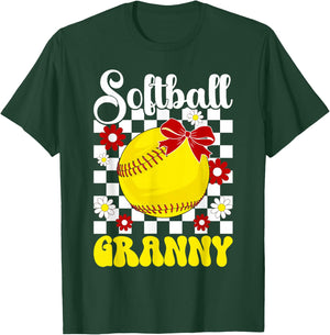Softball Granny Groovy Granny Of A Softball Player Granny T-Shirt - T-Shirt | Forest