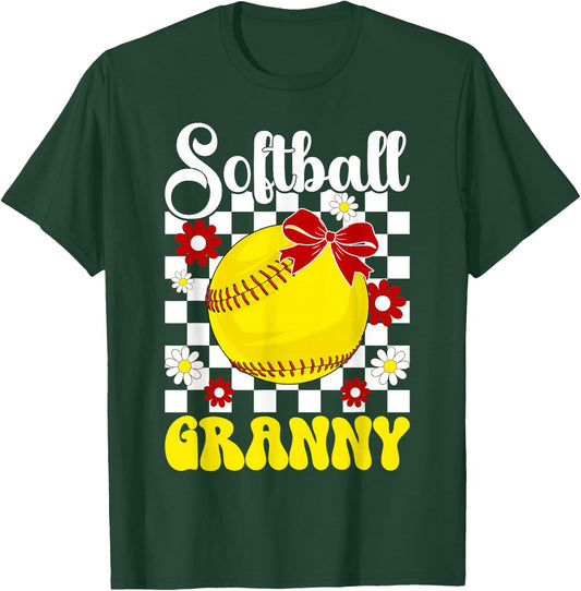 Softball Granny Groovy Granny Of A Softball Player Granny T-Shirt - T-Shirt | Forest