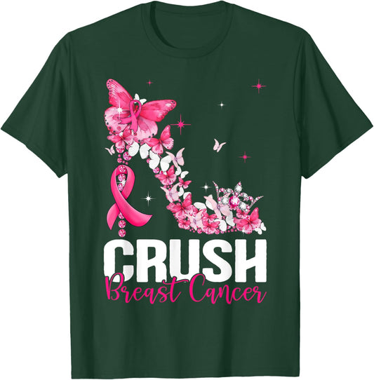 Crush Breast Cancer Awareness Bling Pink Ribbon T-Shirt - T-Shirt | Forest