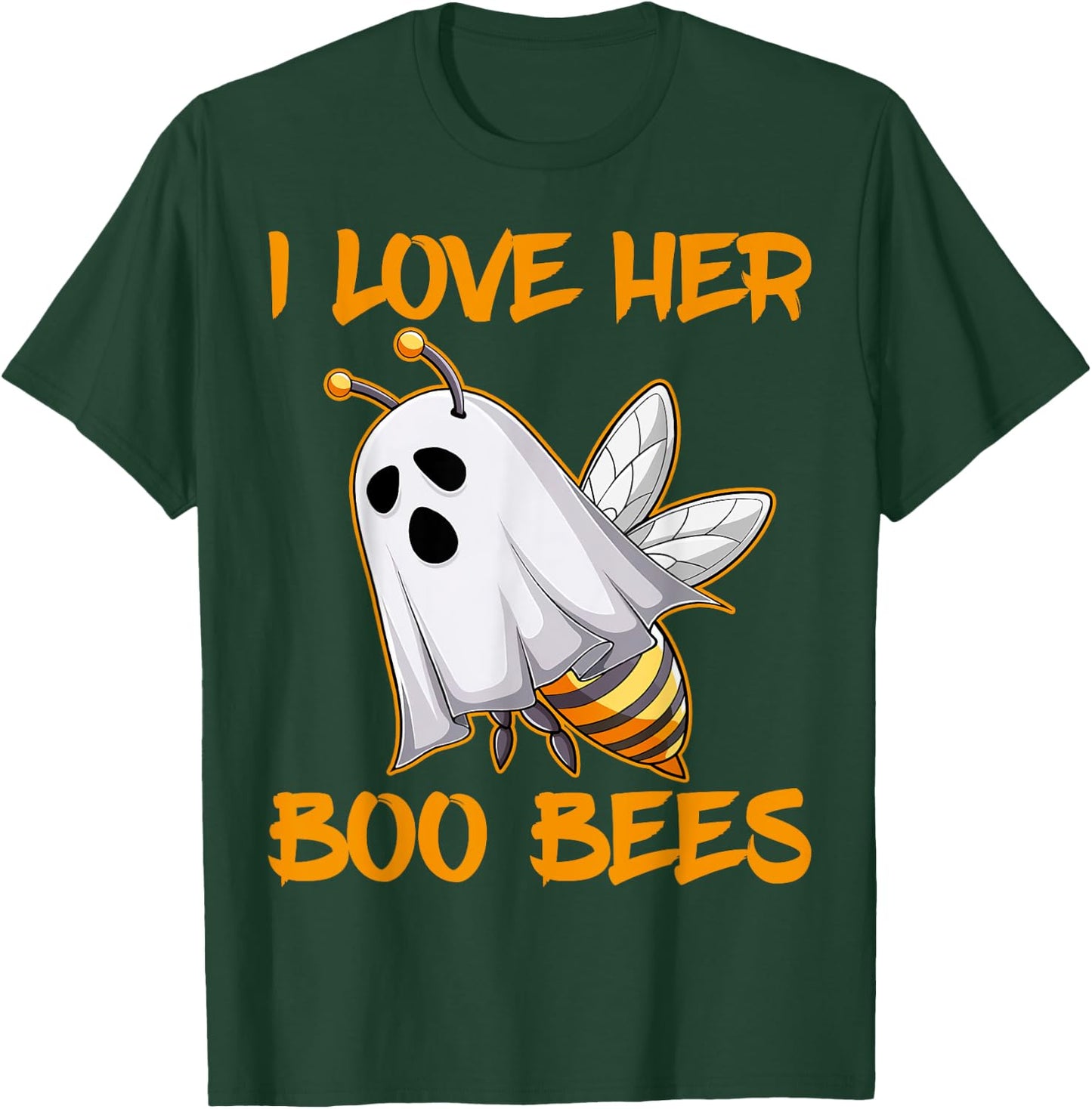 Funny I Love Her Boo Bees Couples Halloween Day Men Women T-Shirt - T-Shirt | Forest