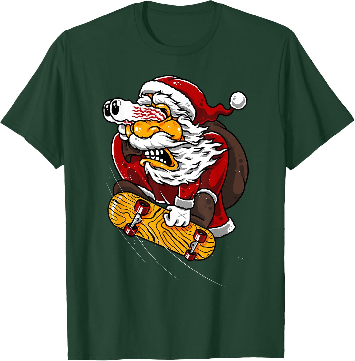 Santa on Skateboard Funny for Skateboarding T-Shirt - T-Shirt | Forest