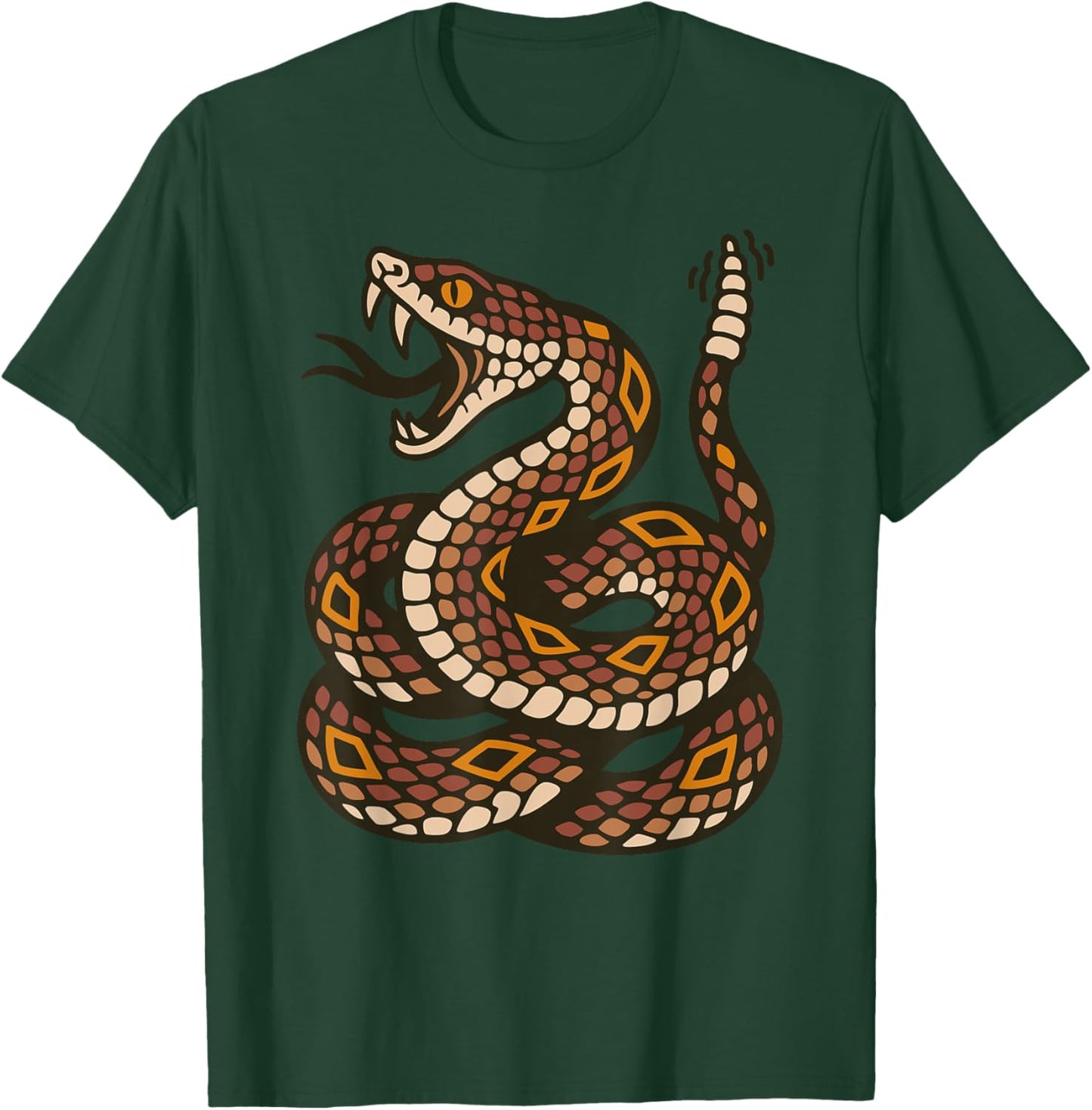 Venomous Rattlesnake Old School Tattoo Flash Rattle Snake T-Shirt - T-Shirt | Forest