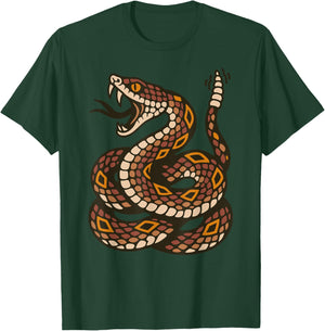 Venomous Rattlesnake Old School Tattoo Flash Rattle Snake T-Shirt - T-Shirt | Forest