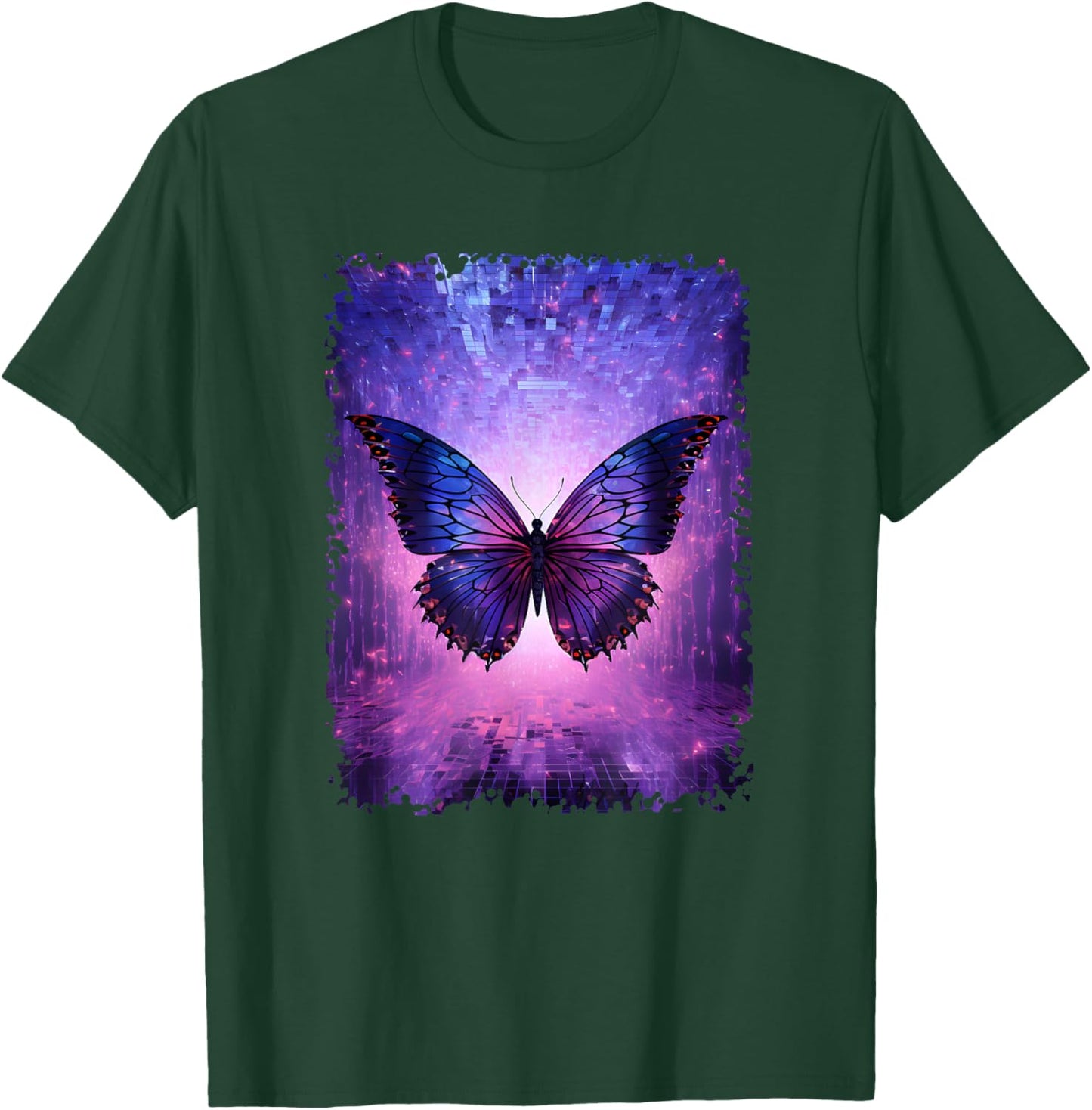 Butterfly Lover Insect Men Women Purple Glitch Butterfly Art T-Shirt - T-Shirt | Forest