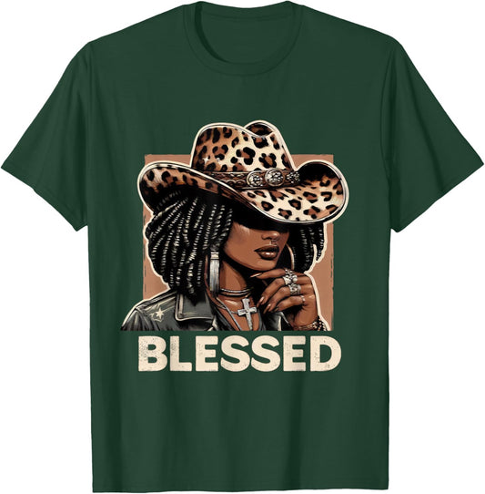 Vintage Black Western Cowgirl Retro African Christian Woman T-Shirt - T-Shirt | Forest