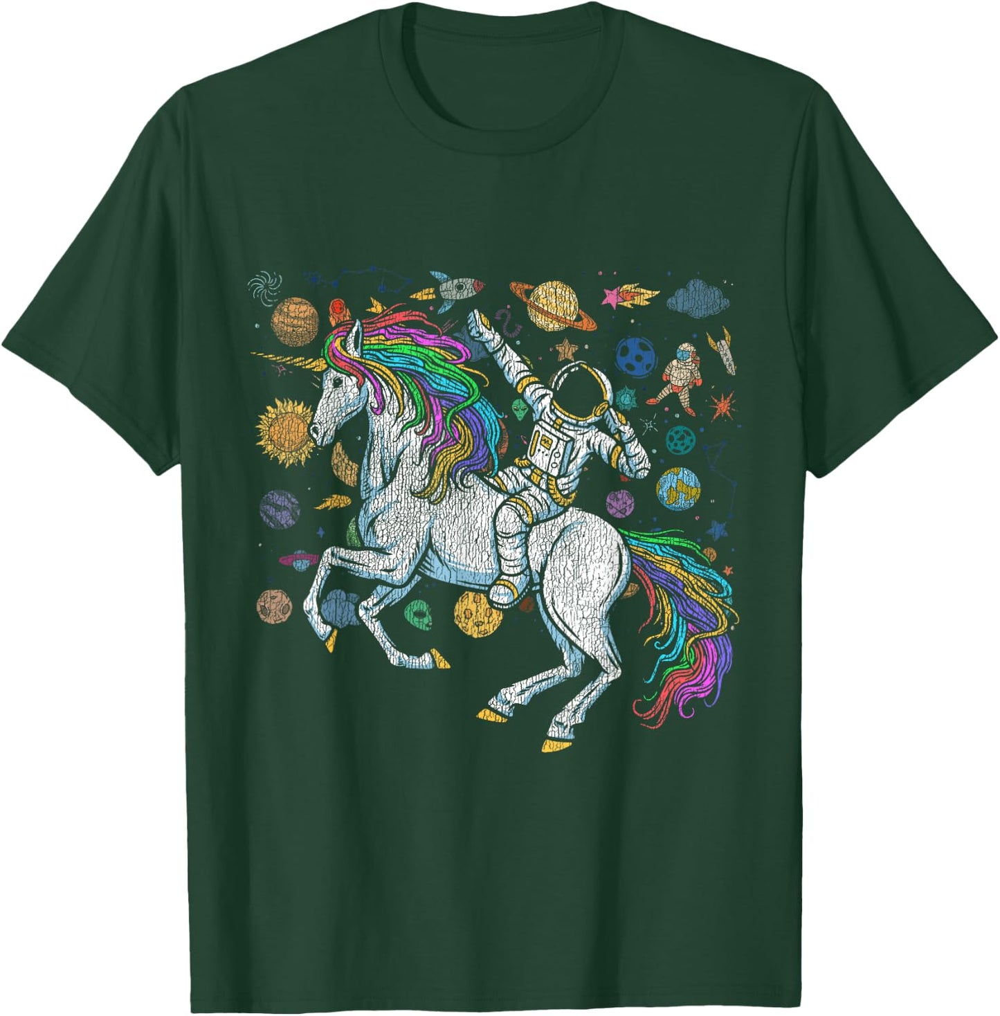 Fantasy Animal Unicorn Lover Cosmonaut Outer Space Astronaut T-Shirt - T-Shirt | Forest