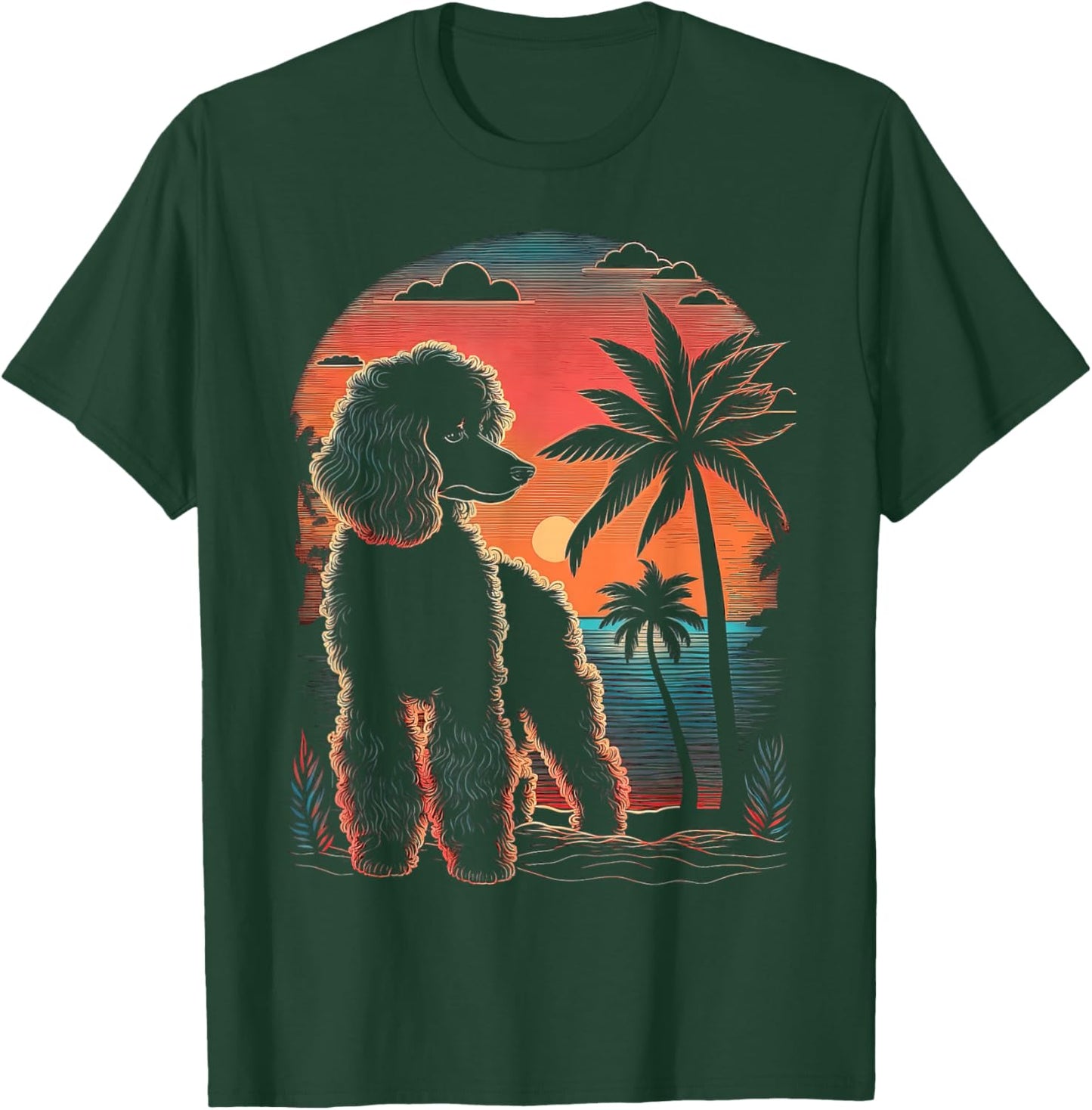 Poodle 80s Sunset Vintage Retro Style T-Shirt - T-Shirt | Forest