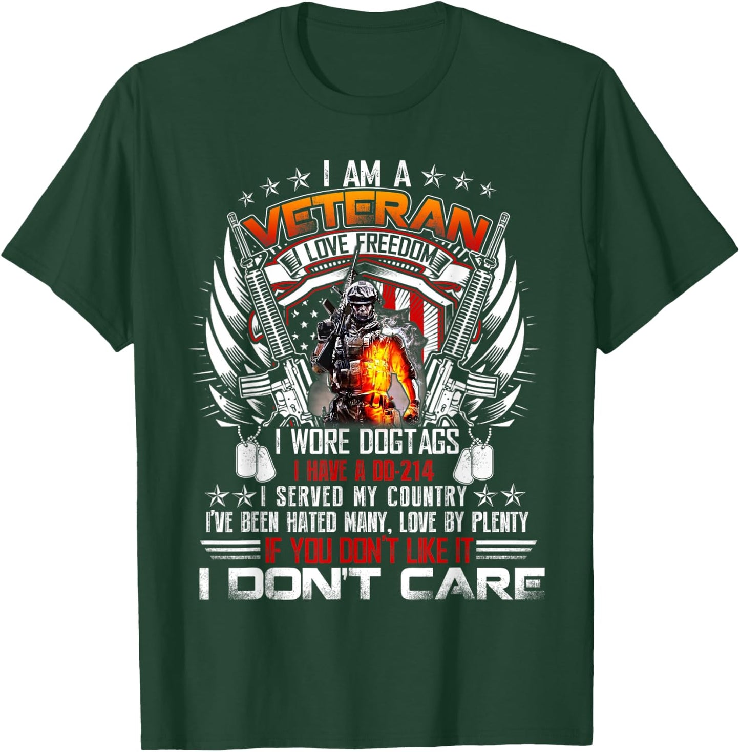 I Am A Veteran I Love Freedom My Country T-Shirt - T-Shirt | Forest