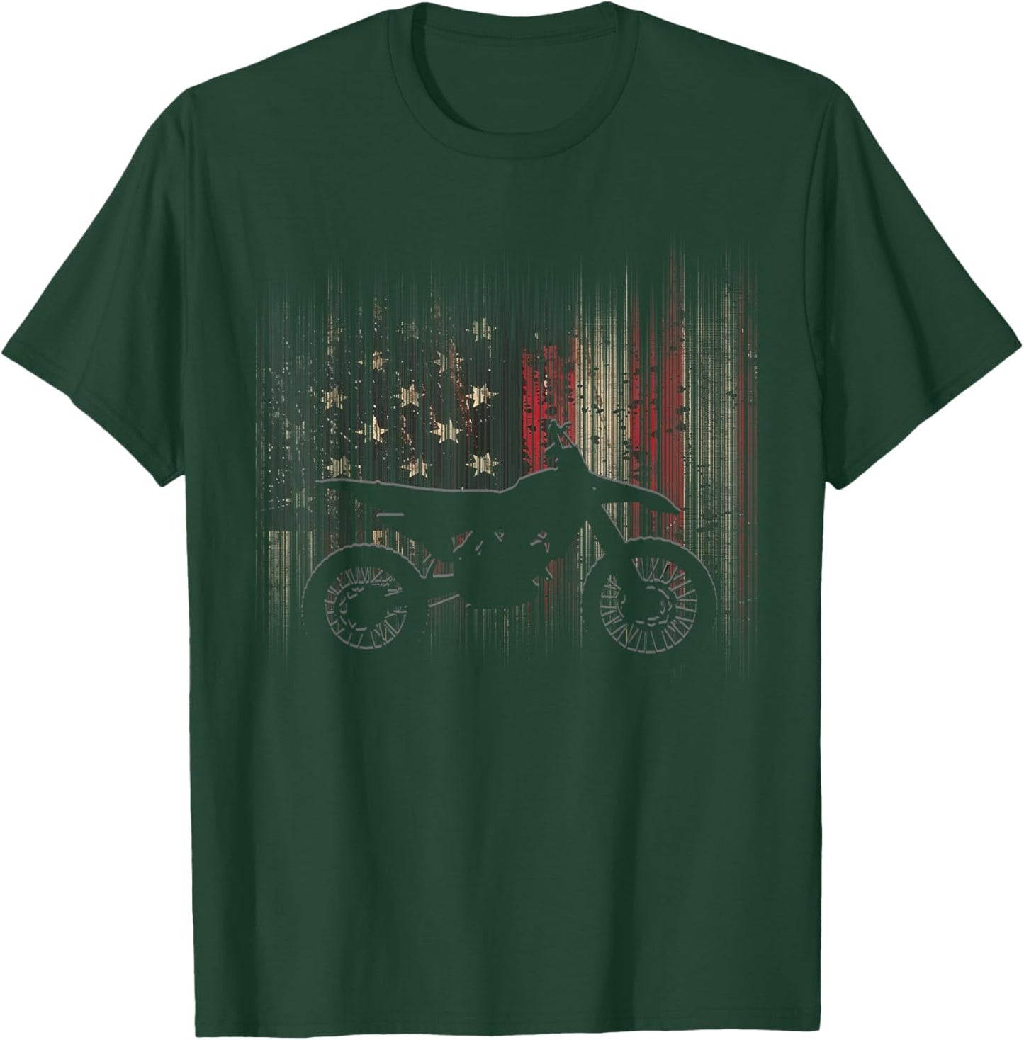 BASBO American Flag Dirt Bike Motocross T-Shirt - T-Shirt | Forest