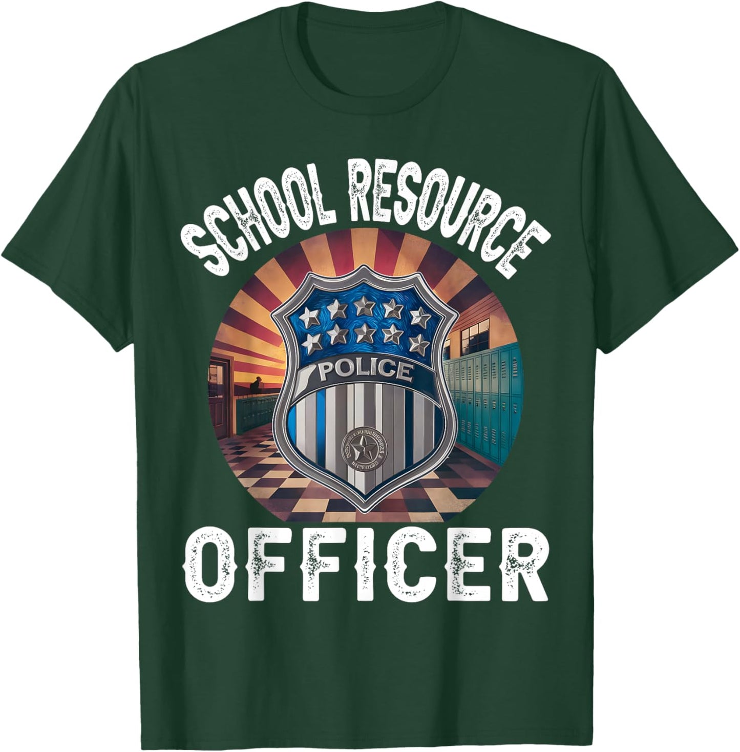 School Resource Officer Retro Badge SRO Police Men Women T-Shirt - T-Shirt | Forest