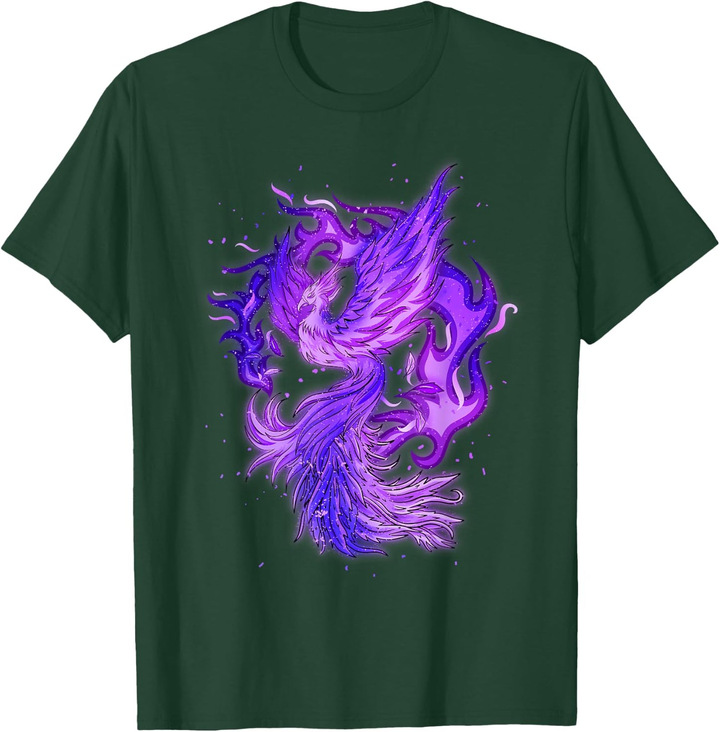Phoenix Bird Design With Purple Fire T-Shirt - T-Shirt | Forest
