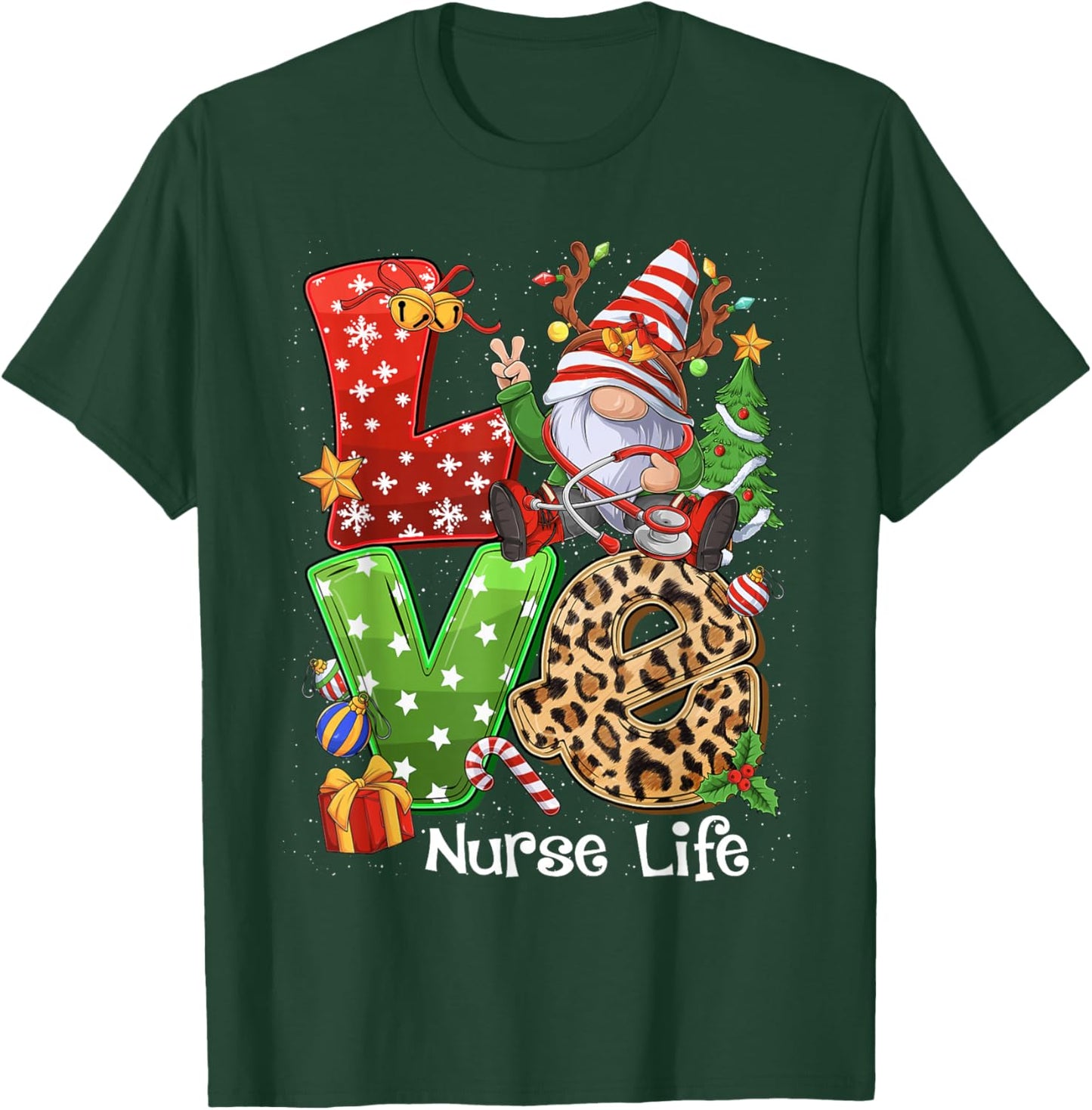 Gnome Family Christmas Men - LOVE Nurse Gnome T-Shirt - T-Shirt | Forest