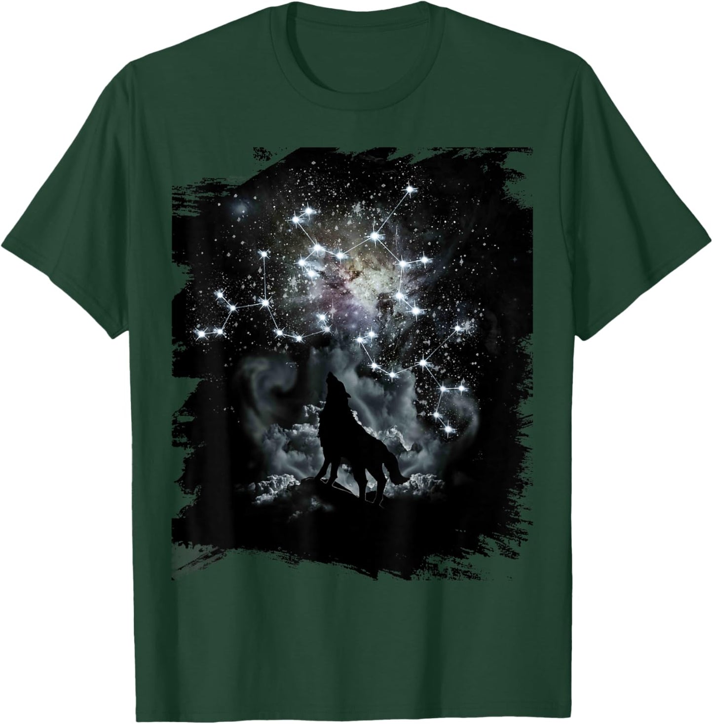 Celestial Wolf Constellations, Cosmic Space Wolves Galaxy T-Shirt - T-Shirt | Forest