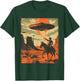 Retro Desert Cowboy Riding Horse Shooting At Space UFO Art T-Shirt - T-Shirt | Forest