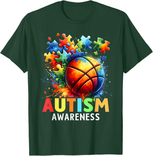 Autism Basketball Autistic Autism Awareness Colorful T-Shirt - T-Shirt | Forest