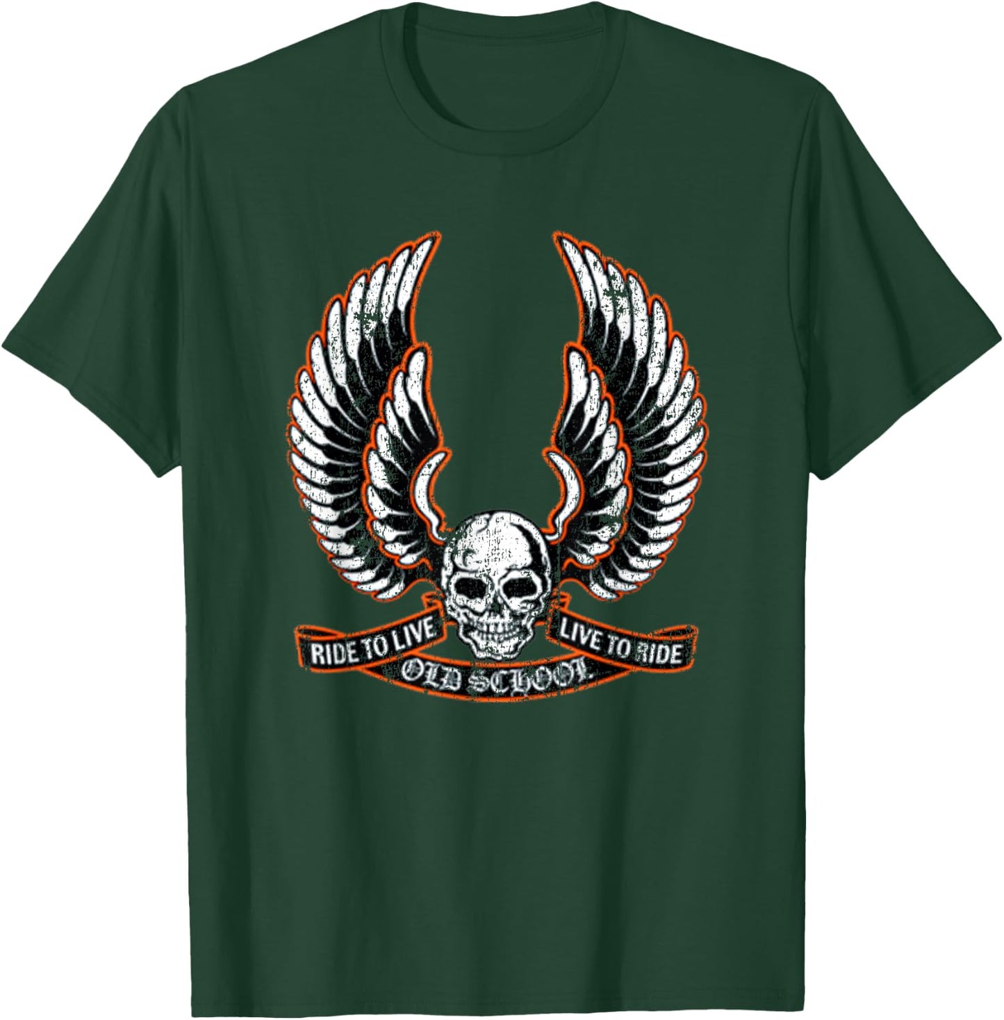 Ride To Live Live To Ride Old School Cool Vintage Biker T-Shirt - T-Shirt | Forest