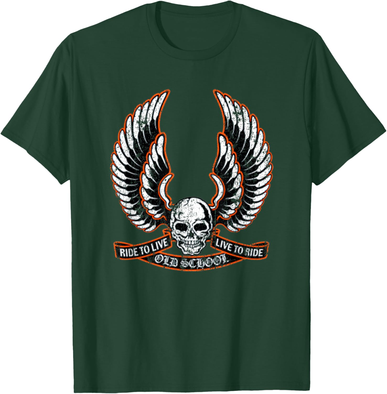 Ride To Live Live To Ride Old School Cool Vintage Biker T-Shirt - T-Shirt | Forest