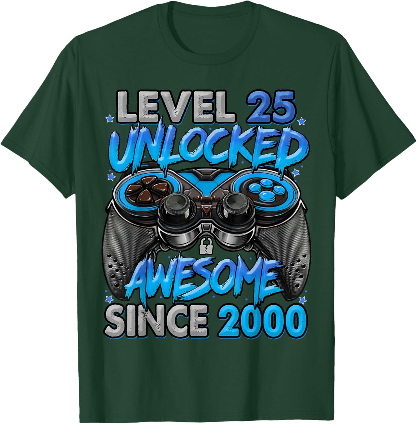 Level 25 Unlocked Awesome Since 2000 25th Birthday Gaming T-Shirt - T-Shirt | Forest