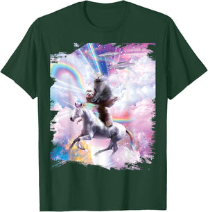 Laser Eyes Space Cat on Sloth Unicorn - Rainbow T-Shirt - T-Shirt | Forest